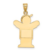 14K Yellow Gold the Kids Solid Engravable Medium Boy Charm with Hat on Right Love view 4