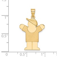 14K Yellow Gold the Kids Solid Engravable Medium Boy Charm with Hat on Right Love view 3