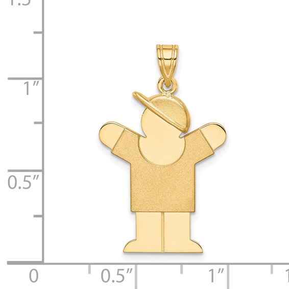14k The Kids Solid Engravable Medium Boy with Hat on Right Love Charm