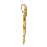 14K Yellow Gold the Kids Solid Engravable Medium Girl on Left and Boy on Right Kiss Charm view 2