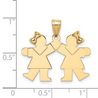 14K the Kids Solid Engravable Small Double Girls Kiss Charm view 3