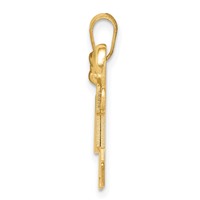 14K Yellow Gold the Kids Solid Engravable Small Girl on Left and Boy on Right Kiss Charm view 2