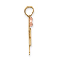 14K Two-tone the Kids Small Girl Charm with Bow on Left Engravable Hugs view 2