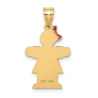 14K Two-tone the Kids Small Girl Charm with Bow on Left Engravable Hugs view 4