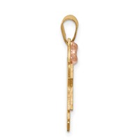 14K Two-tone the Kids Small Girl Charm with Bow on Left Engravable Joy view 2