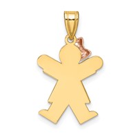 14K Two-tone the Kids Small Girl Charm with Bow on Left Engravable Joy view 4