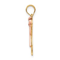 14K Two-tone the Kids Small Girl Charm with Ruffles and Bow on Right Engravable Love view 2