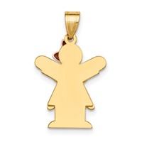 14K Two-tone the Kids Small Girl Charm with Ruffles and Bow on Right Engravable Love view 4