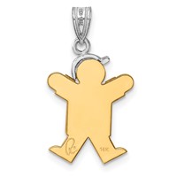 14K Two-tone the Kids Small Boy Charm with Hat on Right Engravable Joy view 3