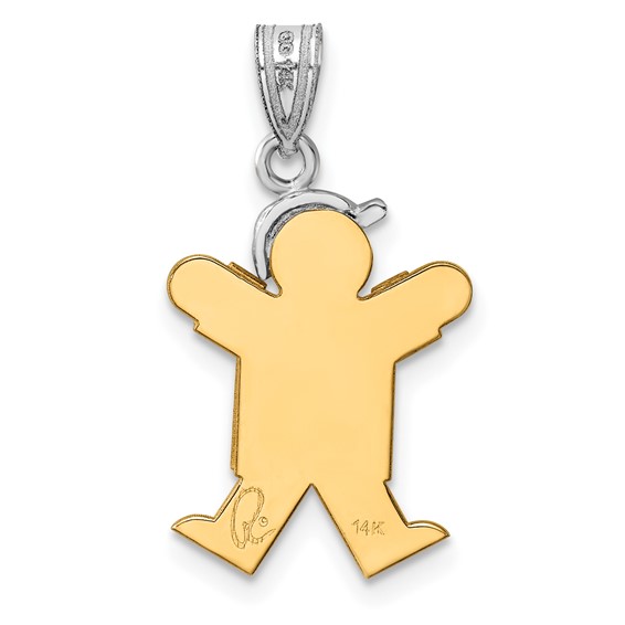 14k Two-tone The Kids Small Boy with Hat on Right Engravable Joy Charm