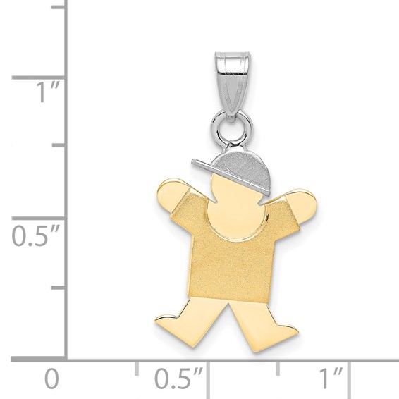 14k Two-tone The Kids Small Boy with Hat on Right Engravable Joy Charm