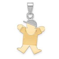 14K Two-tone the Kids Small Boy Charm with Hat on Right Engravable Joy view 1