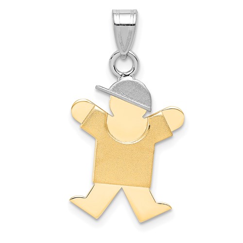 14K Two-tone the Kids Small Boy Charm with Hat on Right Engravable Joy