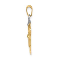 14K Two-tone the Kids Small Boy in Overalls Charm with Hat on Left Engravable Love view 2