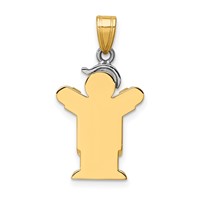 14K Two-tone the Kids Small Boy in Overalls Charm with Hat on Left Engravable Love view 4