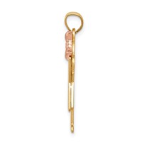 14K Two-tone the Kids Medium Girl Charm with Ruffles and Bow on Right Engravable Love view 2