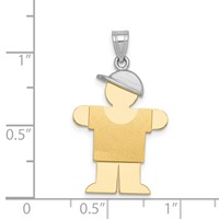 14K Two-tone the Kids Medium Boy with Hat on Right Engravable Hugs Charm view 2
