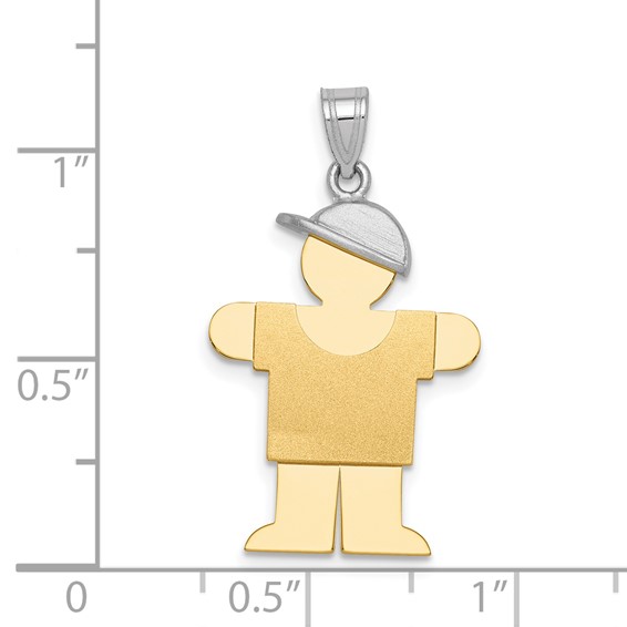 14k Two-tone The Kids Medium Boy with Hat on Right Engravable Hugs Charm