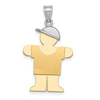 14K Two-tone the Kids Medium Boy with Hat on Right Engravable Hugs Charm view 1