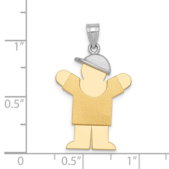 14k Two-tone The Kids Medium Boy with Hat on Right Engravable Love Charm