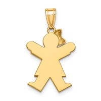 14K Two-tone the Kids Small Girl Charm with Bow on Left Engravable Joy view 4