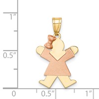 14K Two-tone the Kids Small Girl Charm with Bow on Left Engravable Joy view 3