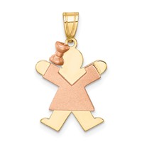 14K Two-tone the Kids Small Girl Charm with Bow on Left Engravable Joy view 1