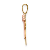14K Two-tone the Kids Small Girl Charm with Ruffles and Bow on Right Engravable Love view 2