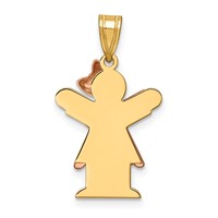 14K Two-tone the Kids Small Girl Charm with Ruffles and Bow on Right Engravable Love view 4