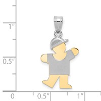 14K Two-tone the Kids Small Boy Charm with Hat on Left Engravable Kiss view 3