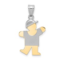 14K Two-tone the Kids Small Boy Charm with Hat on Left Engravable Kiss view 1