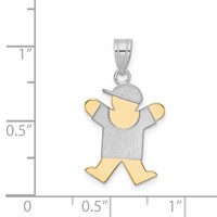 14K Two-tone the Kids Small Boy Charm with Hat on Right Engravable Joy view 3