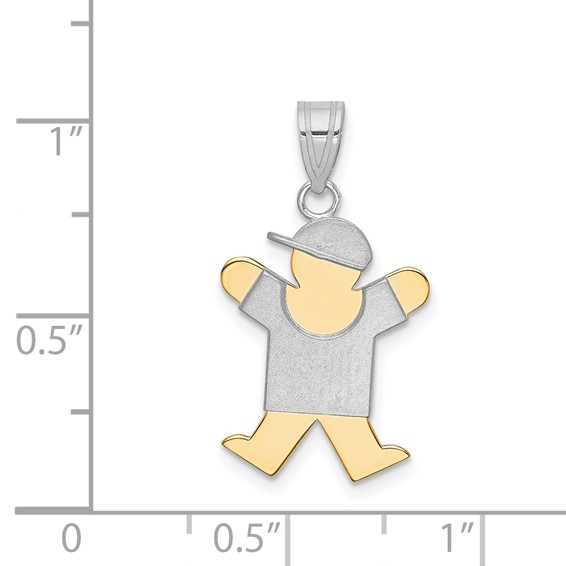 14k Two-tone The Kids Small Boy with Hat on Right Engravable Joy Charm