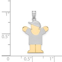 14K Two-tone the Kids Small Boy Charm with Hat on Right Engravable Love view 2