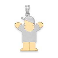 14K Two-tone the Kids Small Boy Charm with Hat on Right Engravable Love view 1