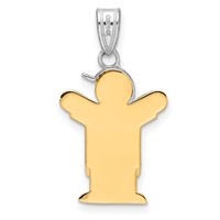 14K Two-tone the Kids Small Boy Charm with Hat on Left Engravable Love view 3