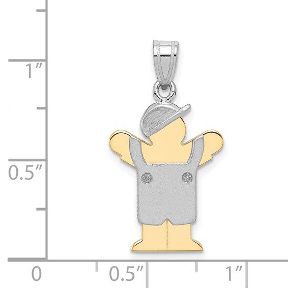 14k Two-tone The Kids Small Boy with Hat on Left Engravable Love Charm