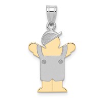 14K Two-tone the Kids Small Boy Charm with Hat on Left Engravable Love view 1
