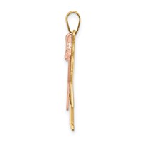 14K Two-tone the Kids Medium Girl Charm with Ruffles and Bow on Right Engravable Love view 2