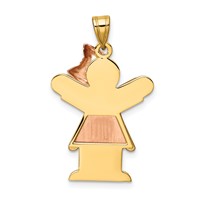 14K Two-tone the Kids Medium Girl Charm with Ruffles and Bow on Right Engravable Love view 4