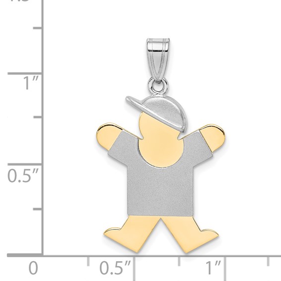 14k Two-tone The Kids Medium Boy with Hat on Right Engravable Joy Charm
