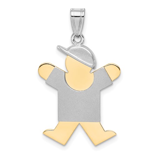 14K Two-tone the Kids Medium Boy Charm with Hat on Right Engravable Joy