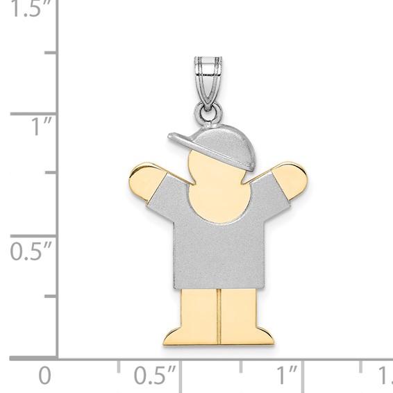 14k Two-tone The Kids Medium Boy with Hat on Right Engravable Love Charm