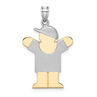 14K Two-tone the Kids Medium Boy Charm with Hat on Right Engravable Love view 1