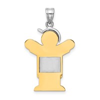 14K Two-tone the Kids Medium Boy with Hat on Left Engravable Love Charm view 4