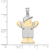 14K Two-tone the Kids Medium Boy with Hat on Left Engravable Love Charm view 3