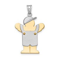 14K Two-tone the Kids Medium Boy with Hat on Left Engravable Love Charm view 1