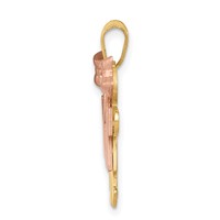 14K Two-tone the Kids Small Double Girls Engravable Kiss Charm view 2