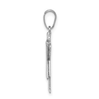 14K White Gold the Kids Small Girl Charm with Ruffles and Bow on Right Engravable Love view 2