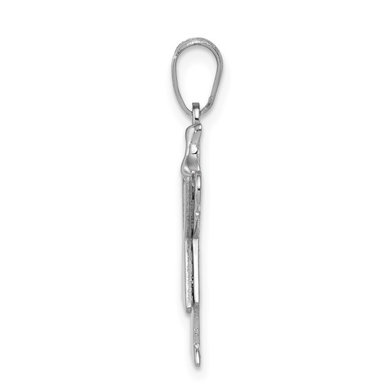 14k White Gold The Kids Small Girl with Ruffles and Bow on Right Engravable Love Charm